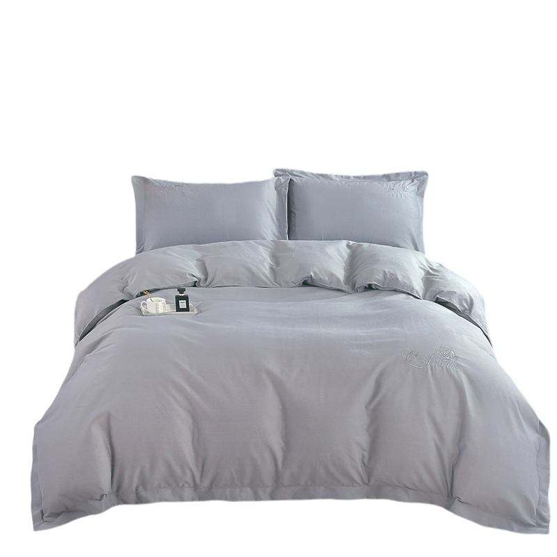 紫韵&ldquo;倾城之恋&rdquo;全棉阳绒床饰四件套200*230CM（单位：套）（灰） 浅灰色